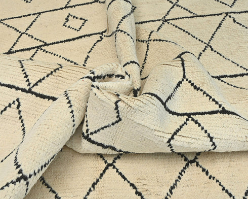 8x11 Moroccan Beige Hand Woven Wool Area Rug